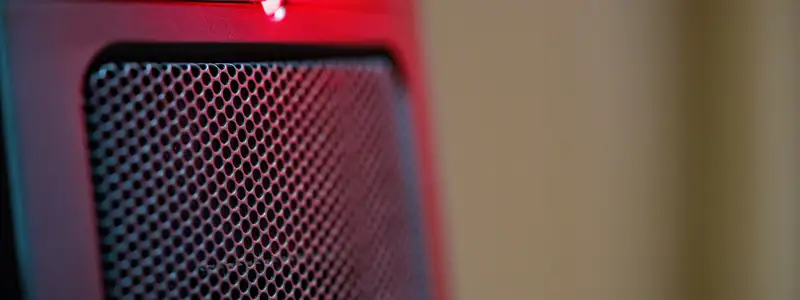 An electric space heater glowing in a home